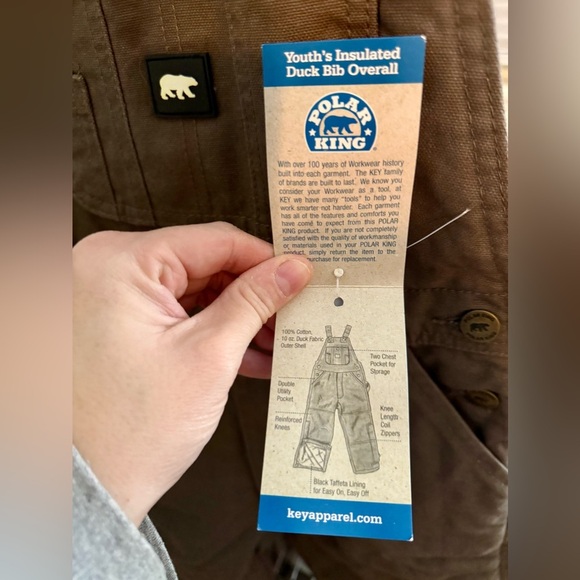 Polar King Boys Insulated Duck Bib Overalls Youth S Brown Outdoors - Picture 4 of 8